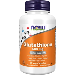 Bottle of glutathione capsules, 500 mg, containing 60 vegetarian capsules
