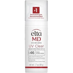 White pump bottle of broad spectrum sunscreen with SPF 46, 1.7 oz